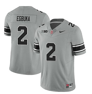 Ohio State Buckeyes Emeka Egbuka Jersey #2 College Football Stitched Black Gray