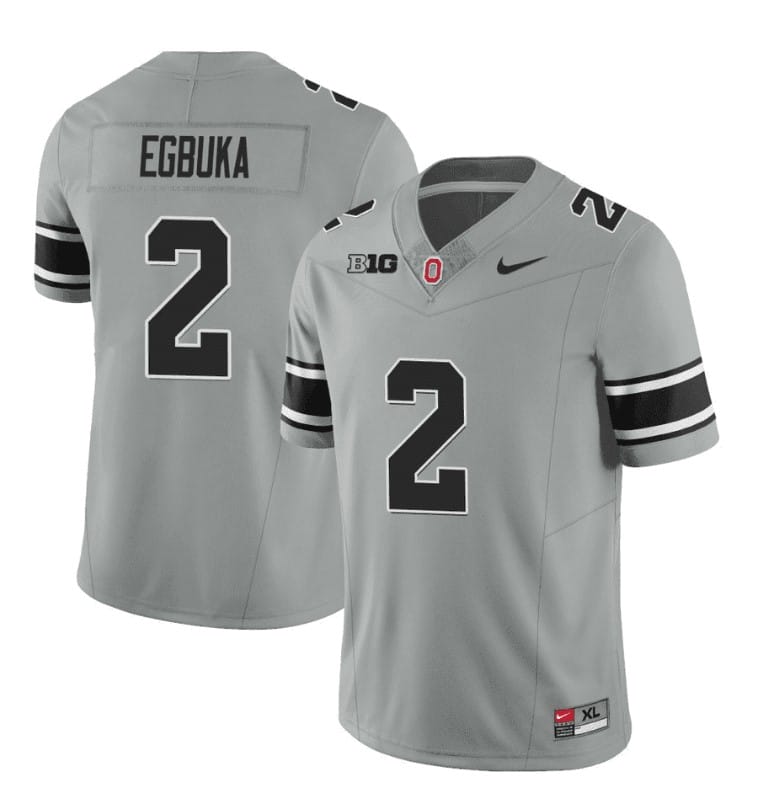 Ohio State Buckeyes Emeka Egbuka Jersey #2 College Football Stitched Black Gray
