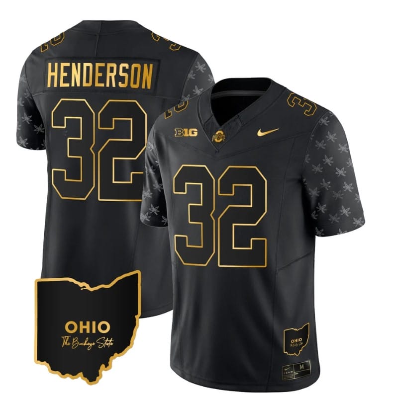Ohio State Buckeyes Treveyon Henderson Jersey #32 College Football Stitched Alternate Black Gold