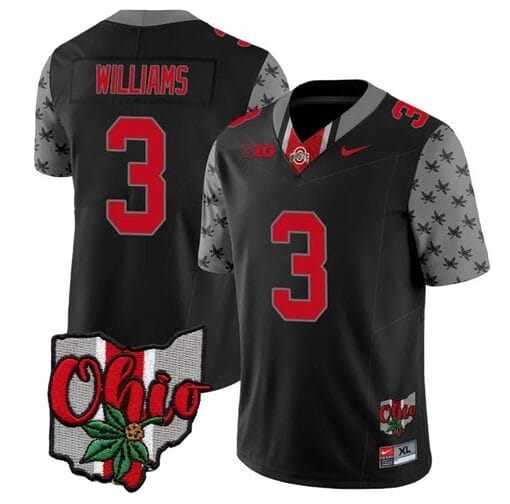 Ohio State Buckeyes Miyan Williams Jersey #3 College Football Stitched Alternate 2023 Black