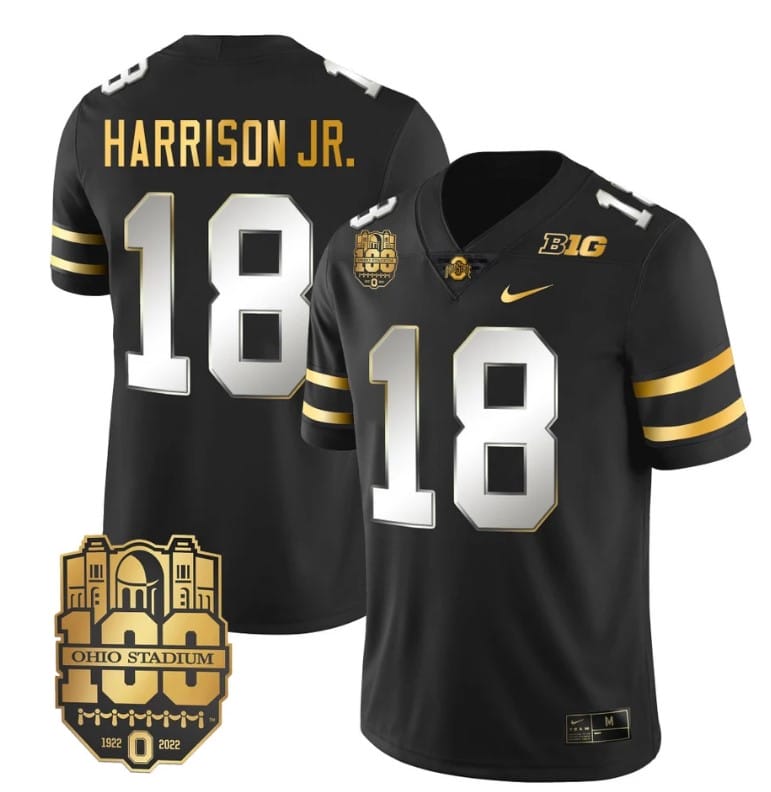 Ohio State Buckeyes Marvin Harrison Jr Jersey #18 College Football Stitched Black Limited