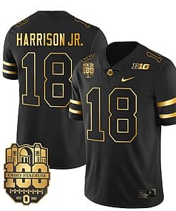Ohio State Buckeyes Marvin Harrison Jr Jersey #18 College Football Stitched Black Gold