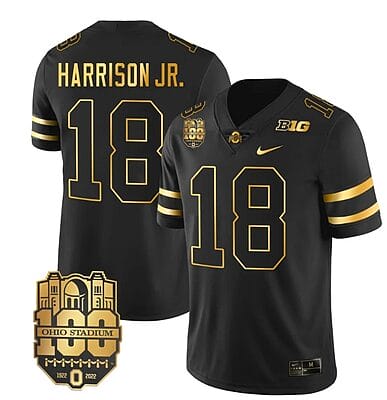 Ohio State Buckeyes Marvin Harrison Jr Jersey #18 College Football Stitched Black Gold
