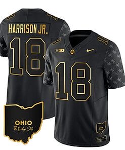 Ohio State Buckeyes Marvin Harrison Jr Jersey #18 College Football Stitched Alternate Black Gold