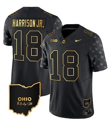 Ohio State Buckeyes Marvin Harrison Jr Jersey #18 College Football Stitched Alternate Black Gold
