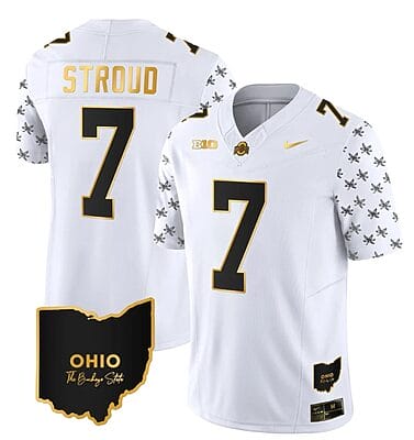 Ohio State Buckeyes CJ Stroud Jersey #7 College Football Stitched Alternate White Gold