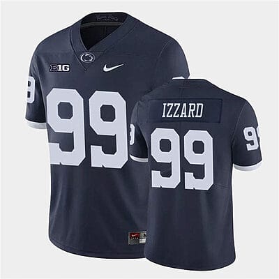 Penn State Coziah Izzard Jersey #99 College Football Game Navy Retro With Name