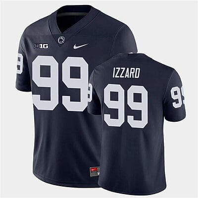 Penn State Coziah Izzard Jersey #99 College Football Game Navy With Name