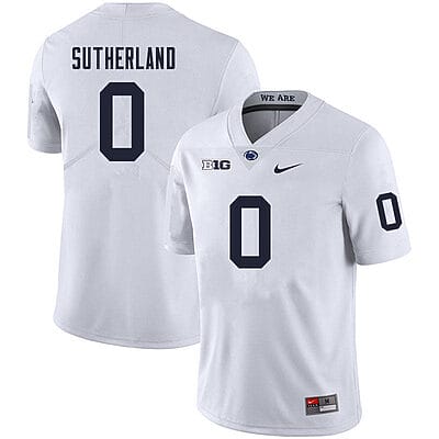 Penn State Jonathan Sutherland Jersey #0 College Football Game White With Name