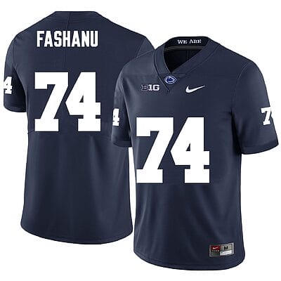 Penn State Olumuyiwa Fashanu Jersey #74 College Football Game Navy With Name