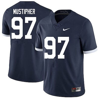 Penn State PJ Mustipher Jersey #97 College Football Game Navy Retro With Name
