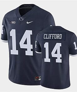 Penn State Sean Clifford Jersey #14 College Football Game Navy Retro With Name