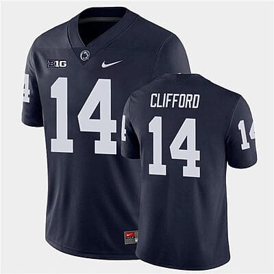 Penn State Sean Clifford Jersey #14 College Football Game Navy With Name