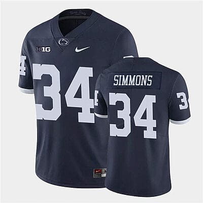 Penn State Shane Simmons Jersey #34 College Football Game Navy Retro With Name
