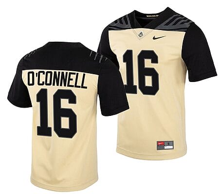 Purdue Boilermakers Aidan O'Connell Jersey #16 College Football Gold Vapor Untouchable