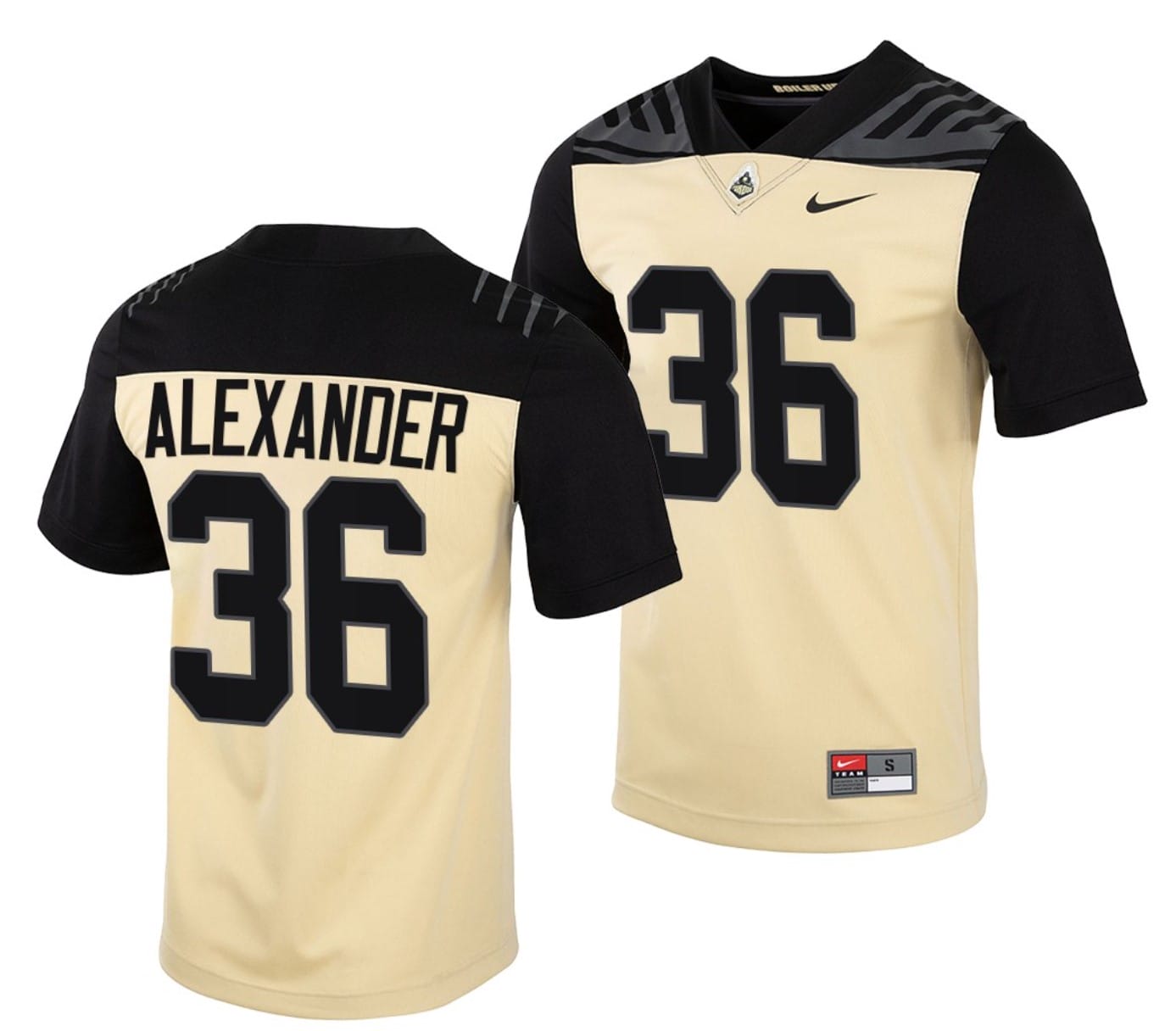Purdue Boilermakers Jaylan Alexander Jersey #36 College Football Gold Vapor Untouchable