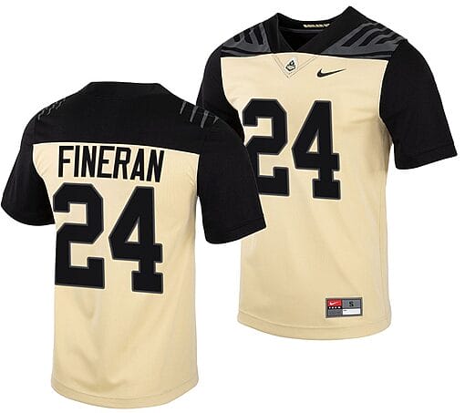 Purdue Boilermakers Mitchell Fineran Jersey #24 College Football Gold Vapor Untouchable