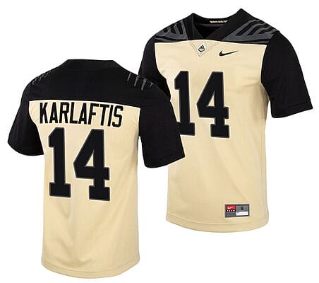 Purdue Boilermakers Yanni Karlaftis Jersey #14 College Football Gold Vapor Untouchable