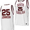 Raven Johnson Jersey #25 South Carolina Gamecocks Basketball Throwback Replica White