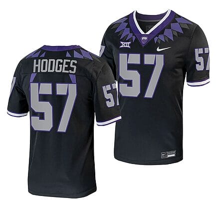 TCU Horned Frogs Johnny Hodges Jersey #57 Alternate College Football Black Replica