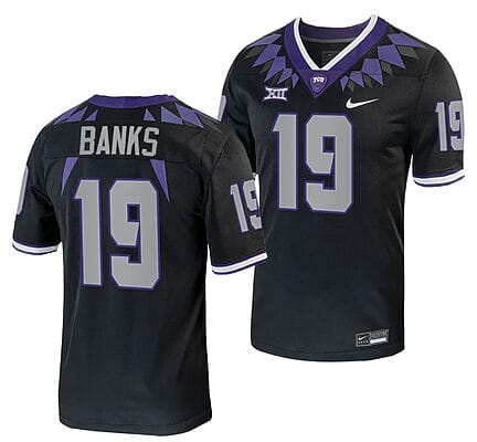 TCU Horned Frogs Shadrach Banks Jersey #19 Alternate College Football Black Replica