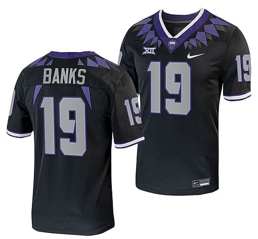 TCU Horned Frogs Shadrach Banks Jersey #19 Alternate College Football Black Replica