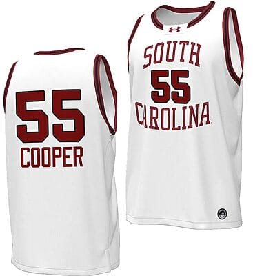 TaLon Cooper Jersey #55 South Carolina Gamecocks Basketball Throwback Replica White