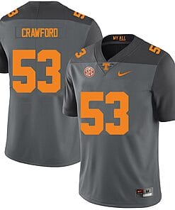 Tennessee Volunteers #53 Jeremiah Crawford Jersey College Football New Gray