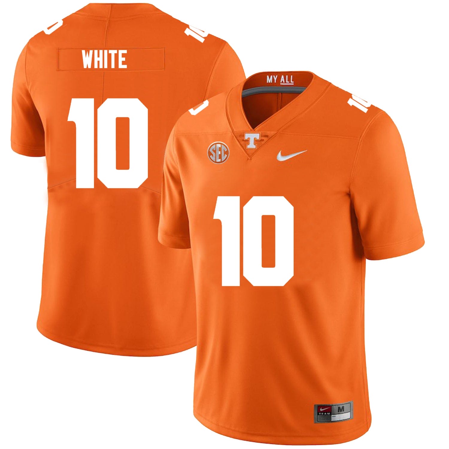 Tennessee Volunteers #10 Squirrel White Jersey College Football New Orange