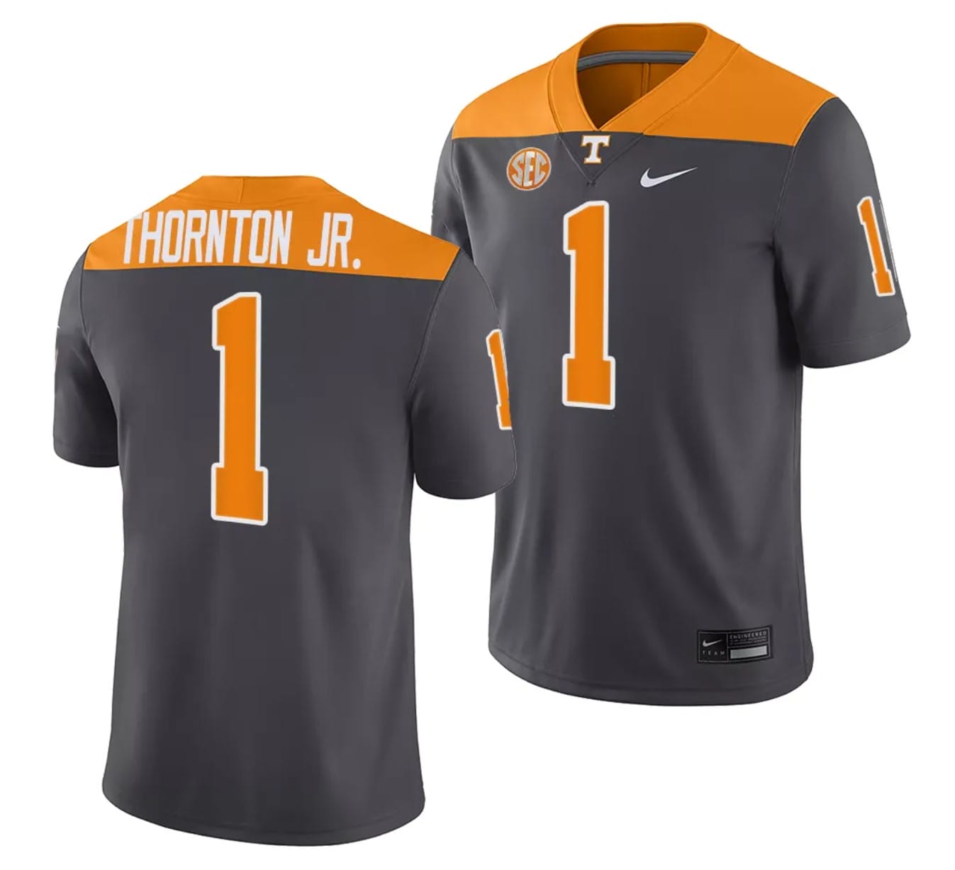 Tennessee Volunteers #1 Donte Thornton Jr Jersey 2023 Artful Dodger Smokey Grey Alternate Football