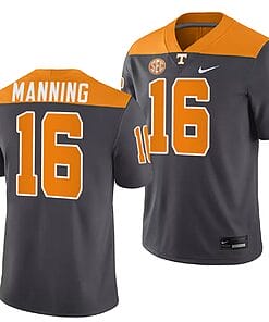 Tennessee Volunteers #16 Peyton Manning Jersey 2023 Artful Dodger Smokey Grey Alternate Football