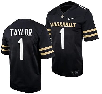 Vanderbilt Commodores CJ Taylor Jersey #1 Home College Football Black