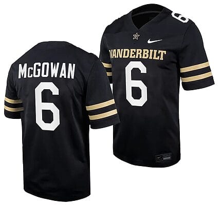 Vanderbilt Commodores Jayden McGowan Jersey #6 Home College Football Black
