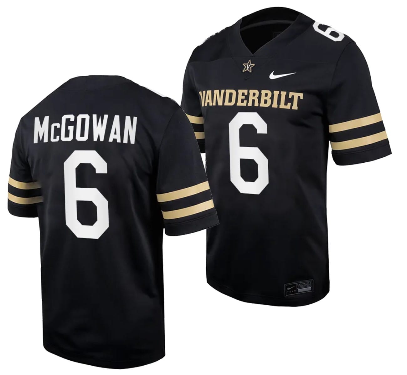 Vanderbilt Commodores Jayden McGowan Jersey #6 Home College Football Black