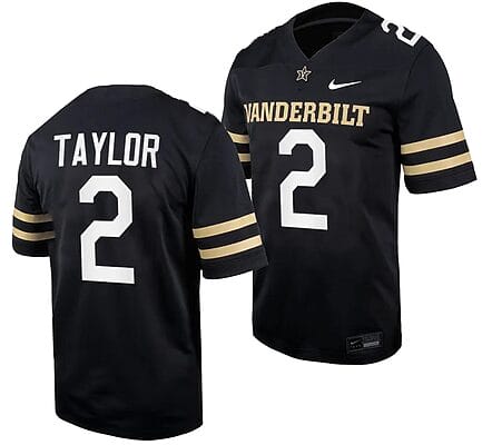 Vanderbilt Commodores Walter Taylor Jersey #2 Home College Football Black