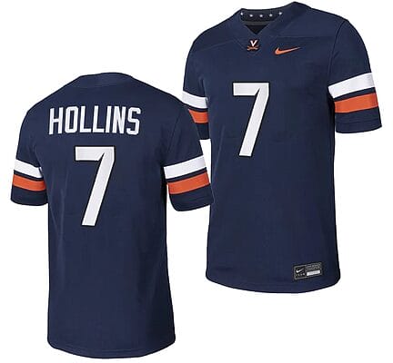 Virginia Cavaliers Mike Hollins Jersey #7 College NIL Football Game 2023 Navy