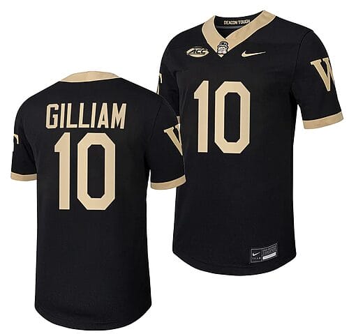 Wake Forest Demon Deacons Charlie Gilliam Jersey #10 Home College Football Replica Black