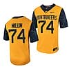 West Virginia Mountaineers Wyatt Milum Jersey #74 Football Game Country Roads Gold