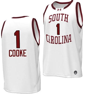 Zia Cooke Jersey #1 South Carolina Gamecocks Basketball Throwback Replica White