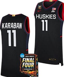 Alex Karaban Jersey #11 UConn Huskies Basketball 2024 NCAA March Madness Final Four Navy