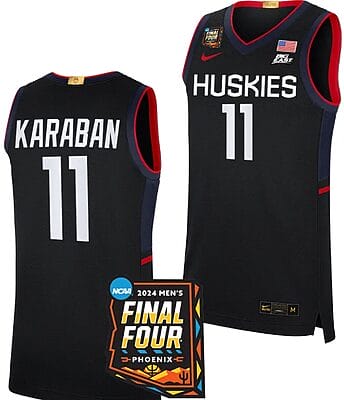 Alex Karaban Jersey #11 UConn Huskies Basketball 2024 NCAA March Madness Final Four Navy