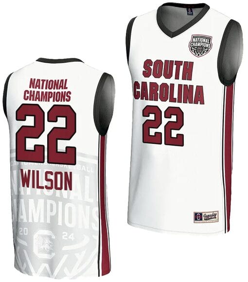 Aja Wilson Jersey #22 South Carolina Gamecocks 2024 NCAA Basketball National Champions White
