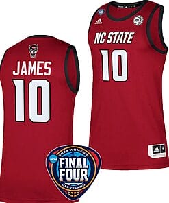 Aziaha James Jersey #10 NC State Wolfpack Basketball 2024 NCAA March Madness Final Four Red