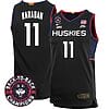 Alex Karaban Jersey #11 UConn Huskies Basketball 2024 Back To Back Champions Patch Black