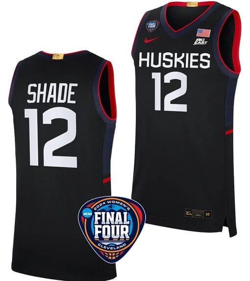 Ashlynn Shade Jersey #12 UConn Huskies Basketball 2024 NCAA March Madness Final Four Black