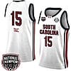 Adhel Tac Jersey #15 South Carolina Gamecocks 2024 NCAA Basketball National Champions White Red