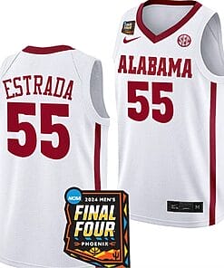 Aaron Estrada Jersey #55 Alabama Crimson Tide 2024 NCAA March Madness Final Four Basketball White