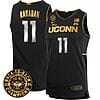 Alex Karaban Jersey #11 UConn Huskies Basketball 2024 Back To Back Champions Patch Black Gold
