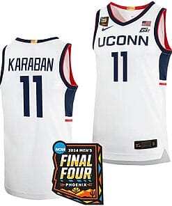 Alex Karaban Jersey #11 UConn Huskies Basketball 2024 NCAA March Madness Final Four White