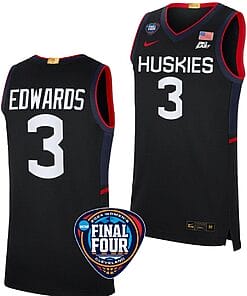 Aaliyah Edwards Jersey #3 UConn Huskies Basketball 2024 NCAA March Madness Final Four Black